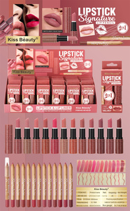ลิปสติก Kiss Beauty แบบดินสอ 2 in 1 ชุดเซ็ตพร้อมโลโก้สั่งทำ แบรนด์ส่วนตัว พร้อมแท่นวางโชว์ ลิปสติกเนื้อกำมะหยี่ ติดทนนาน กันน้ำ - Product Image 6