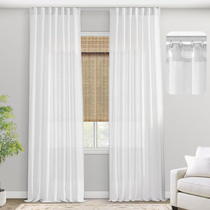 Cortinas de tul <span class=keywords><strong>con</strong></span> textura de lino elegantes y modernas para dormitorio y sala de estar - Product Image 5