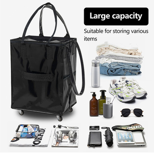 Reusable Grocery <strong>Bag</strong> Zipper <strong>Handled</strong> Custom Patterns Foldable Rolling Tote Shopping Trolley Shopping <strong>Bag</strong> with Wheels - Product Image 6