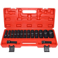 Set Soket Dalam 15 pcs 1/2" Drive, Set Soket Impact 6 Titik, Set Soket Dalam untuk Kunci Udara, Set Soket Impact Hex, Set Soket Impact