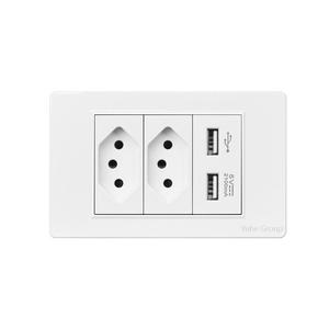 Toma de corriente brasileña blanca de 20A, toma de corriente eléctrica con cargador Usb, 118mm * 72mm, toma de pared Usb, adaptador de enchufe de 3 pines - Product Image 2