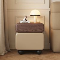 Table de chevet moderne arrondie à deux niveaux, meuble de rangement pour chambre à coucher, meuble minimaliste, meuble d'appoint à bords doux