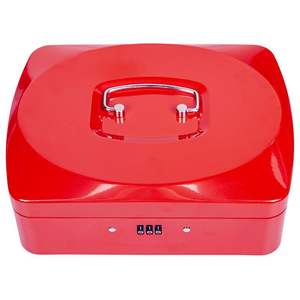 पोर्टेबल डबल लेयर मेटल कैश बॉक्स राउंड मध्यम लॉक कुंजी सुरक्षित वित्तीय धन भंडारण के साथ सुरक्षित - Product Image 5