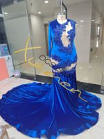 Robe de soirée de luxe sur mesure Ocstrade, élégante, grande taille, bleu royal, avec strass, robes de bal pour femmes