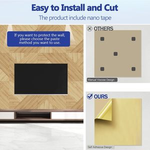 Panneau mural insonorisant auto-adhésif en <span class=keywords><strong>feutre</strong></span> PET, panneau acoustique 3D à grain <span class=keywords><strong>de</strong></span> <span class=keywords><strong>bois</strong></span> rainuré en fibre <span class=keywords><strong>de</strong></span> polyester pour hôtel, bureau, studio - Product Image 5
