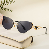 Lunettes de soleil Partagas Fashion Fancy Designer avec logo personnalisé, monture sans bordure, verres courbes taillés en diamant, protection UV400, pour femmes