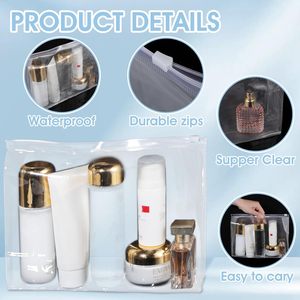Tas <span class=keywords><strong>Makeup</strong></span> bening Mini, tas kecil kantong ritsleting bening untuk perlengkapan mandi, <span class=keywords><strong>Organizer</strong></span> kosmetik plastik tahan air - Product Image 2