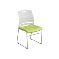 Silla de Oficina Apilable sin Brazos, Respaldo de Plástico, Cojín de Tela, Base de Acero, para Capacitación y Salas de Reuniones, Gran Venta