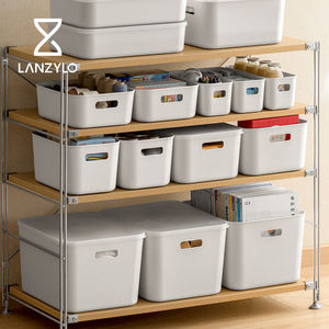 LANZYLO ODM ארגונית מלבן פלסטיק סל אחסון ניתן לערום לשימוש בחדר אמבטיה, מטבח, שולחן עבודה ושימוש קוסמטי-יפני סִגְנוֹן - Product Image 1