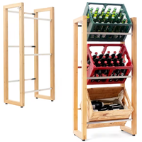 Bambus Holz robuste Getränke Regal Kisten regal mit Edelstahl rohren für 4 Getränke kisten Stilvolles Regal bei Handy
