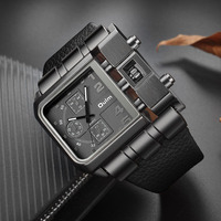 OULM 3364 Montre-bracelet rectangulaire originale pour homme, design unique, bracelet en cuir, montre à quartz pour homme, Reloj Montre