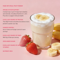 Poudre de substitut de repas pour la gestion du poids, saveur fraise banane, smoothie protéiné sans OGM et sans gluten