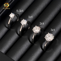 0.5ct 1ct 2ct 3ct Moissanite Diamant Bagues de Fiançailles 925 Argent 4 Prong Bague De Mariage Pass diamant testeur Solitaire femmes bague