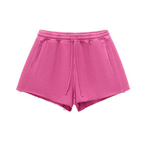 Women's Distressed Cotton Hot Pants 300GSM Heavyweight, Summer Drawstring <b>Shorts</b> - Product Image 1