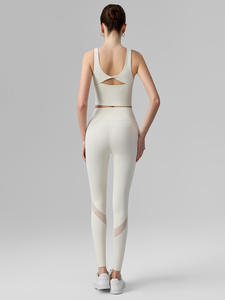 Women's Plus Size Reversible <b>Sports</b> Set Nude Feel Breathable Square Neck Yoga <b>Bra</b> Twist Knot Back Design Spandex/Nylon Material - Product Image 5