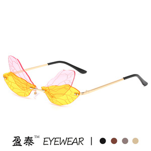 Eyewear Dragonfly <b>Sunglasses</b> Frameless <b>Gradient</b> Wing UV400 Unisex Party Glasses - Product Image 2