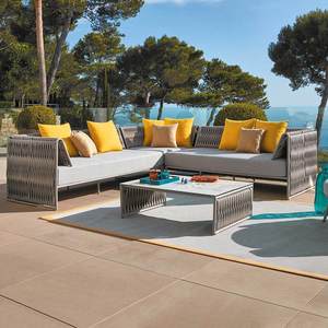Conjunto de Sofás Modulares para Exteriores, Muebles de Patio Tejidos con Cuerda de Aluminio Resistentes a la Intemperie, Cómodo Conjunto de Sillones para Jardín con Cojines - Product Image 5