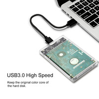 Boîtier SSD HDD en plastique transparent de 2.5 pouces SATA III USB 3.0 pour ordinateur portable HDD externe