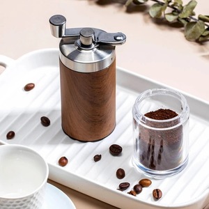 Moulin à café manuel portable en acier inoxydable avec manivelle, finition <span class=keywords><strong>grain</strong></span> de bois, pour la maison et la cuisine - Product Image 5