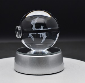 Vente directe en dropshipping, boule de cristal de 5 cm, <span class=keywords><strong>image</strong></span> de dessin animé en 3D, figurine Poke Ball, boule de cristal LED, jouets cadeaux - Product Image 6