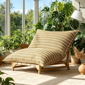 Sillón Nórdico <span class=keywords><strong>de</strong></span> Madera <span class=keywords><strong>de</strong></span> Caucho Sólido con Tela Bouclé, Sillón Individual para Balcón, Sala <span class=keywords><strong>de</strong></span> Estar o Dormitorio - Product Image 3