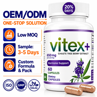 Complément Herbal Végétalien OEM Marque Privée Extrait de Baie d'Agnus Castus Vitex 650mg Capsules 60 Unités Quotidien pour Femmes Adultes