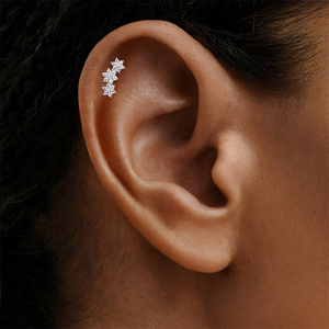 Pendientes de Plata 925 con Moissanita Geométrica, Borla Floral en Forma de S, Colgante de Corazón de Lujo, Parte Trasera Plana, 16G - Product Image 2