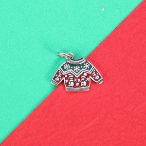 Pendentif <span class=keywords><strong>de</strong></span> Noël en émail, Arbre <span class=keywords><strong>de</strong></span> Noël, Flocons <span class=keywords><strong>de</strong></span> <span class=keywords><strong>neige</strong></span>, Pull <span class=keywords><strong>de</strong></span> Noël, Compatible avec bracelet <span class=keywords><strong>Pandora</strong></span>, Cadeau <span class=keywords><strong>de</strong></span> Noël DIY - Product Image 4