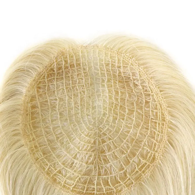 Stok 6x6.5 atasan jaring-jaring ikan kutikula virgin Tiongkok rambut manusia remy 16 inci pirang wanita toupee mesh integrasi ujung rambut wanita