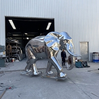 Escultura de Elefante de Acero Inoxidable Pulido a Espejo, Estatua de Animal de Metal Grande para Decoración de Jardín o Plaza