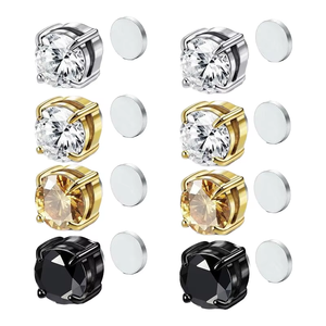 1 Paio di <span class=keywords><strong>Orecchini</strong></span> Magnetici a Clip in Acciaio Inossidabile per Uomo e Donna, Orecchino Punk Rotondo <span class=keywords><strong>con</strong></span> Zircone Magnetico, Gioielli per Orecchie Senza Foro - Product Image 1