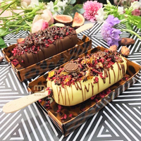Boîte à glace personnalisée de qualité alimentaire, boîte à emporter pour sucettes glacées, plateau en papier pour emballage, boîte à emporter pour desserts, plateau en papier pour glace au chocolat
