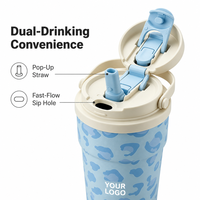 Mug isotherme à double paroi en acier inoxydable de 450 ml (15 oz), tasse de voyage anti-fuite avec couvercle sans BPA, durable