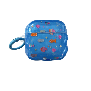 Funda Protectora para <span class=keywords><strong>AirPods</strong></span> <span class=keywords><strong>Pro</strong></span> 2 3 4 con Diseño <span class=keywords><strong>de</strong></span> Pez Azul Oceánico, Textura <span class=keywords><strong>de</strong></span> Onda, Cordón Decorativo, Carcasa <span class=keywords><strong>de</strong></span> TPU Suave a Prueba <span class=keywords><strong>de</strong></span> Golpes - Product Image 2