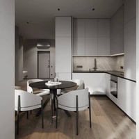 Meubles modulaires stratifiés personnalisés : Armoire de cuisine, panier, accessoires pour four, réfrigérateur, lave-vaisselle en contreplaqué et panneaux de particules