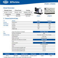 JP22D5 Per-kins 20 KVA Dieselgenerator 3-Phasen 400V mit Autostart, offener Bauweise, leiser Ausführung und ATS für Landwirtschaftsgeräte