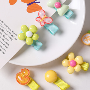 Barrettes pour bébés recouvertes de tissu, pinces à cheveux en forme de bec de canard pour usage quotidien des enfants, thèmes fleurs, cerises, lapins, ananas, canards - Product Image 3