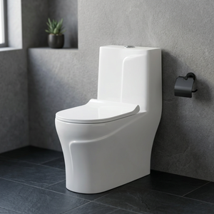Vente en gros bon marché d'articles sanitaires modernes pour hôtels, salle de bains, WC, ensemble de toilettes, une pièce, toilette en céramique P-trap, réservoir dissimulé - Product Image 1
