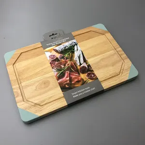 Tabla de cortar de madera de bambú orgánico, cocina sólida, con ranura para zumo por goteo