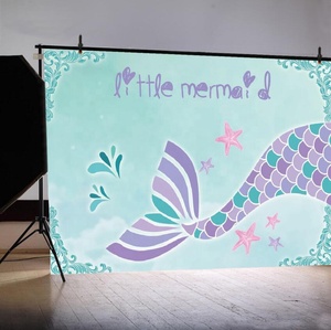 7x5ft Putri Duyung Fotografi Backdrop Pesta Putri Ungu Berwarna Merah Muda Putri Duyung Timbangan Silau Glitter Dekorasi Ulang Tahun Spanduk - Product Image 3