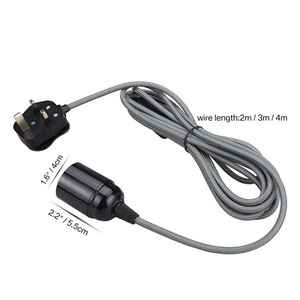 Pendant Light 3pin UK Plug Kettle Lead Cloth Braided Power Cable Kit <strong>Lamp</strong> <strong>Cord</strong> with Switch E27 Bulb Holder Hanging Lights - Product Image 5