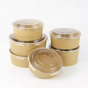 กล่องอาหารกระดาษคราฟท์หนาแบบย่อยสลายได้สำหรับขายส่ง ชามแบบใช้แล้วทิ้งสำหรับขนมปัง ของว่าง สลัด ชามสลัด ปิกนิก สำหรับกิจกรรมกลางแจ้ง - Product Image 4