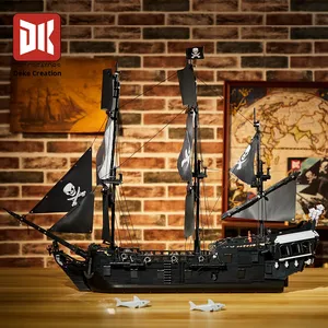 Deke <span class=keywords><strong>Creation</strong></span> DK6001 Nave Pirata Perla Nera, Blocchi di Costruzione a Particelle Piccole, Plastica ABS, Modello da Assemblare in 40 Pezzi, Giocattolo Animali - Product Image 3