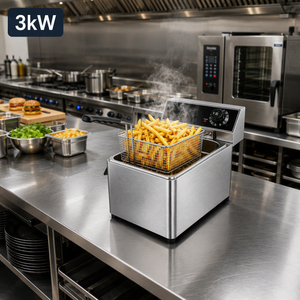 8L Large Capacity Electric Fryer Machine 3KW High <b>Power</b> Countertop Deep Fryer Stainless Steel Single Tank for Commercial Kitchen - Product Image 1