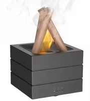 Lampe LED colorée en forme carrée pour la maison, le camping, 280 ml, USB, effet flamme de feu de camp, diffuseur d'huiles essentielles avec télécommande