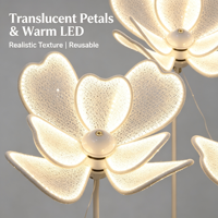 Lampadaire LED Lumineux en Forme de Pivoine, Hauteur Réglable, Kit d'Éclairage sur Pied à Pétales Lumineux pour Allée de Mariage, Chemin de Guidage, Salle de Banquet