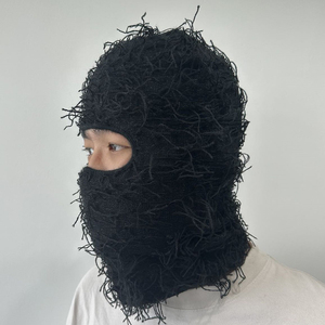 En gros, Cagoule tricotée personnalisée en mohair texturé effet vieilli, à un trou, style Shiesty, cache-visage, masque de ski, balaclava, skimask - Product Image 4