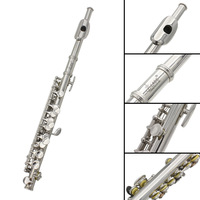 SLADE Silvery Piccolo Flute C Key Half-size Silvery Flute Instrument Parts Cupronickel Piccolo Flute Woodwind Instruments