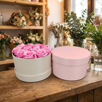 Boîtes Cadeaux Cylindriques Rondes en Carton Recyclé Rose Ivoire avec Ruban et Poignée Emballage Personnalisable