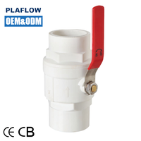 Vannes et raccords en PVC, poignée blanche, vanne à boisseau sphérique avec poignée en acier inoxydable, commande manuelle, eau, OEM